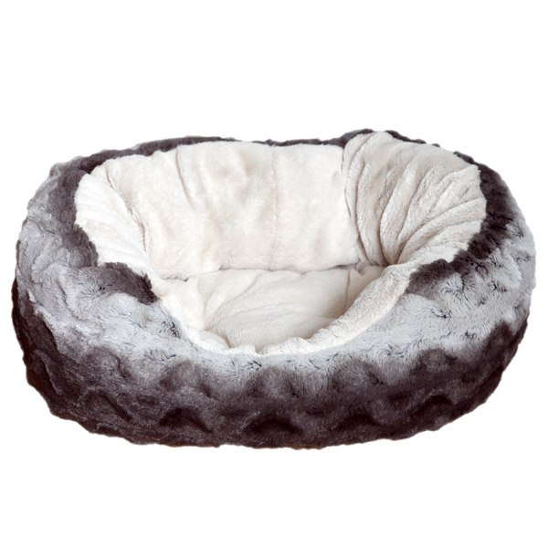 Grey & Cream Snuggle Plush Oval Bed