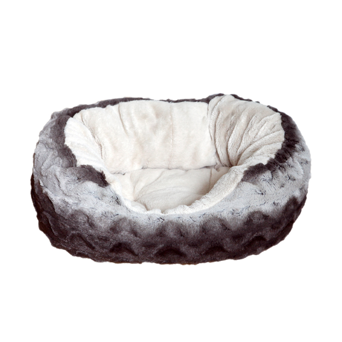 Grey & Cream Snuggle Plush Oval Bed