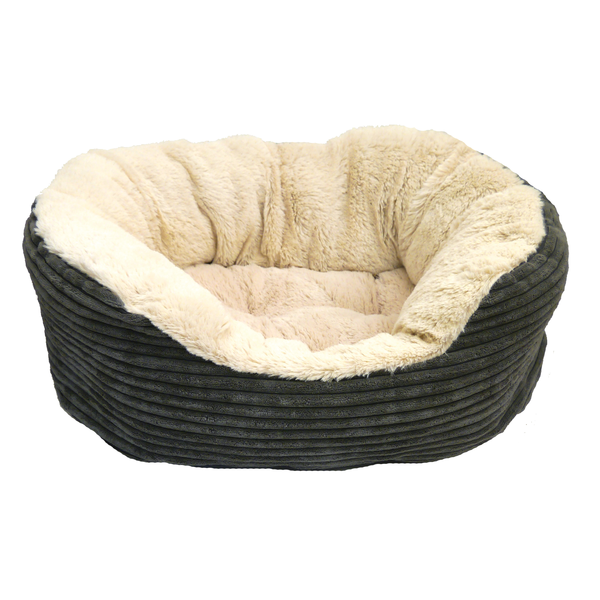 Grey Jumbo Corduroy Plush Oval Bed