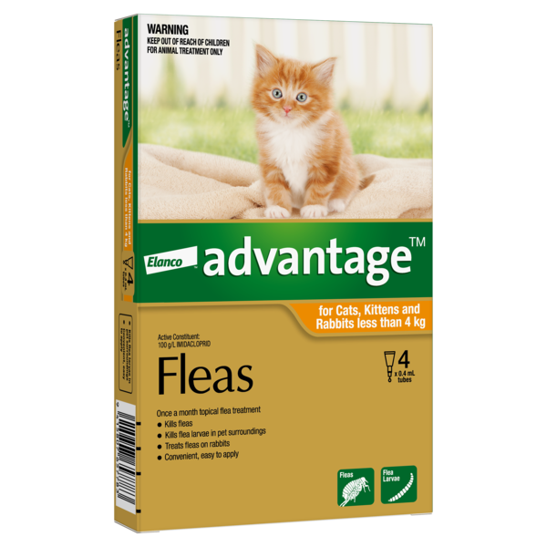 Advantage for Cats, Kittens, and Rabbits less than 4kg - 4 Pack