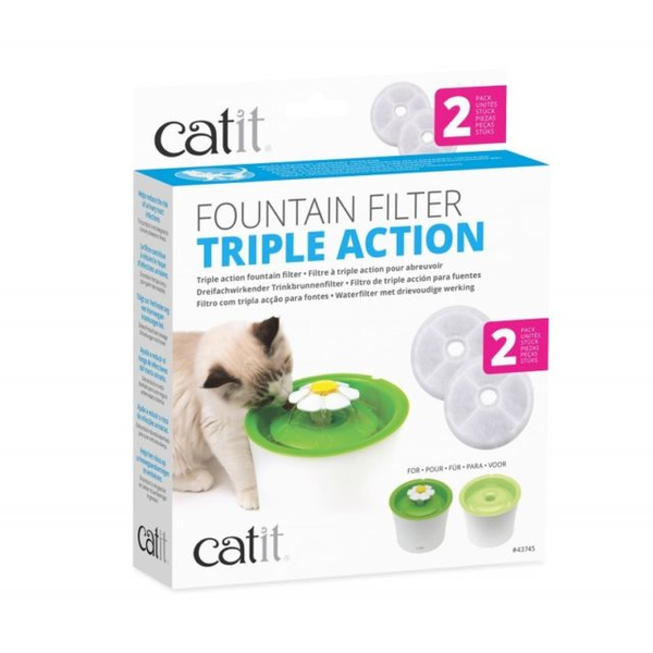 Catit Fountain Filter Triple Action 2pk