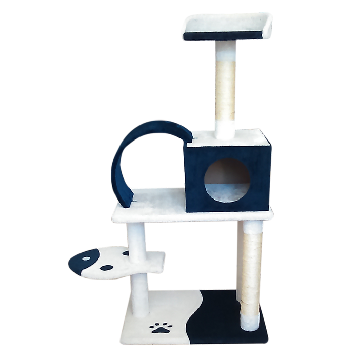 Navy & Beige Royal Cat Tower