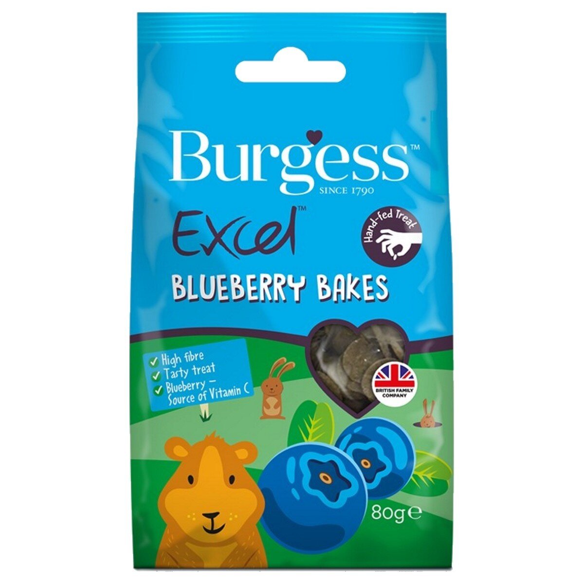 Burgess Excel Blueberry Bake Rabbit & Guinea Pig Treats 80g Small