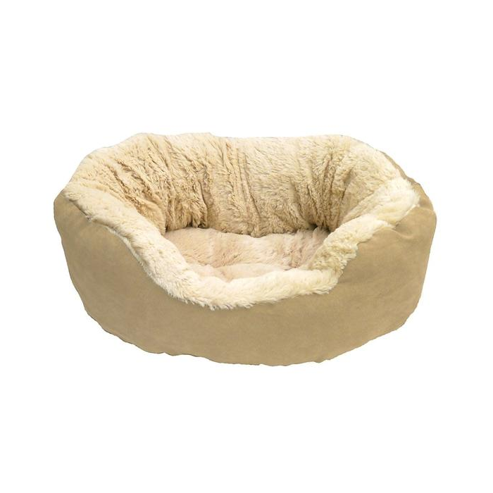 Tan Faux Suede Plush Oval Bed