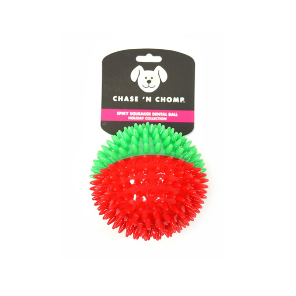 Spikey squeaker dental ball holiday collection