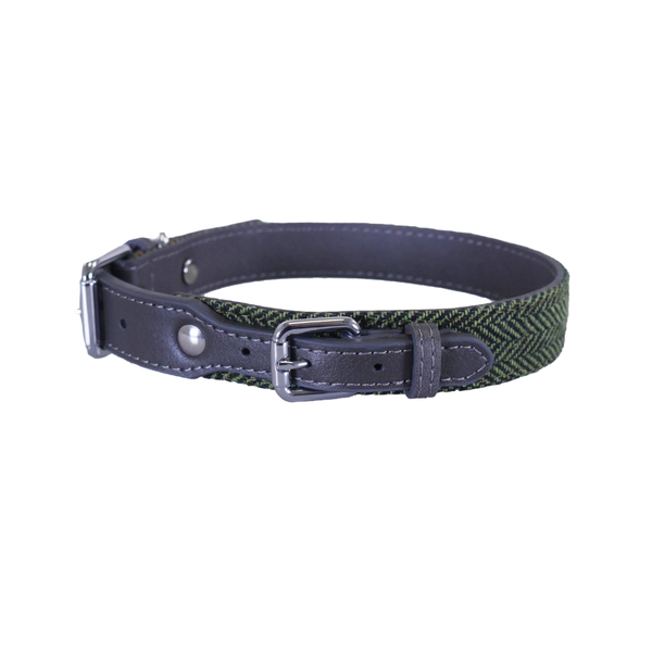 Forest Herringbone Leather Collar