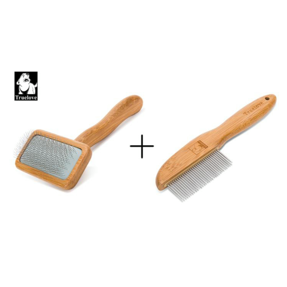 Bamboo Slicker and Comb Combo DogGroomingBrushes & Combs Pet Shop Auckland Pet.kiwi
