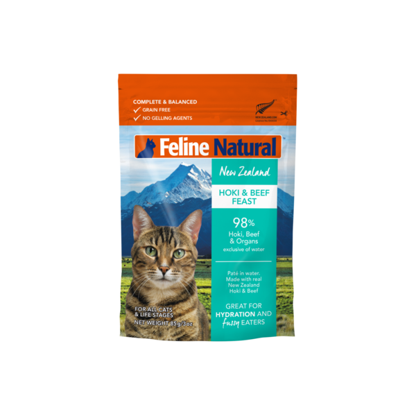 Grain-Free Hoki and Beef Pouch Wet Cat Food