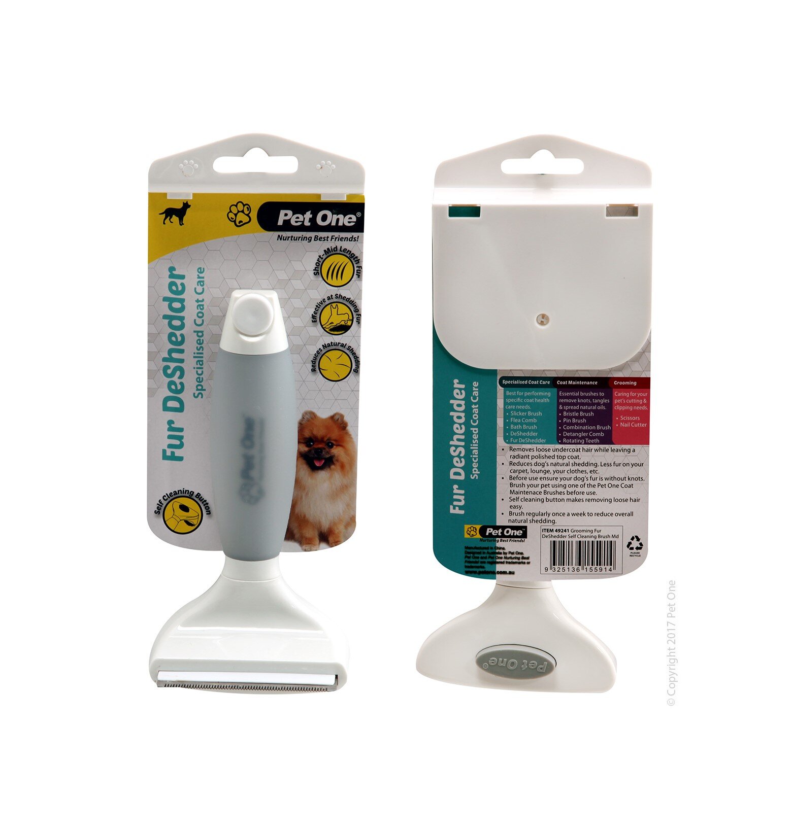 Fur Deshedder Medium Self Cleaning Brush DogGroomingBrushes & Combs