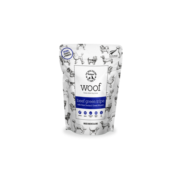 Woof Beef Green Tripe & Mussel Treats 40g
