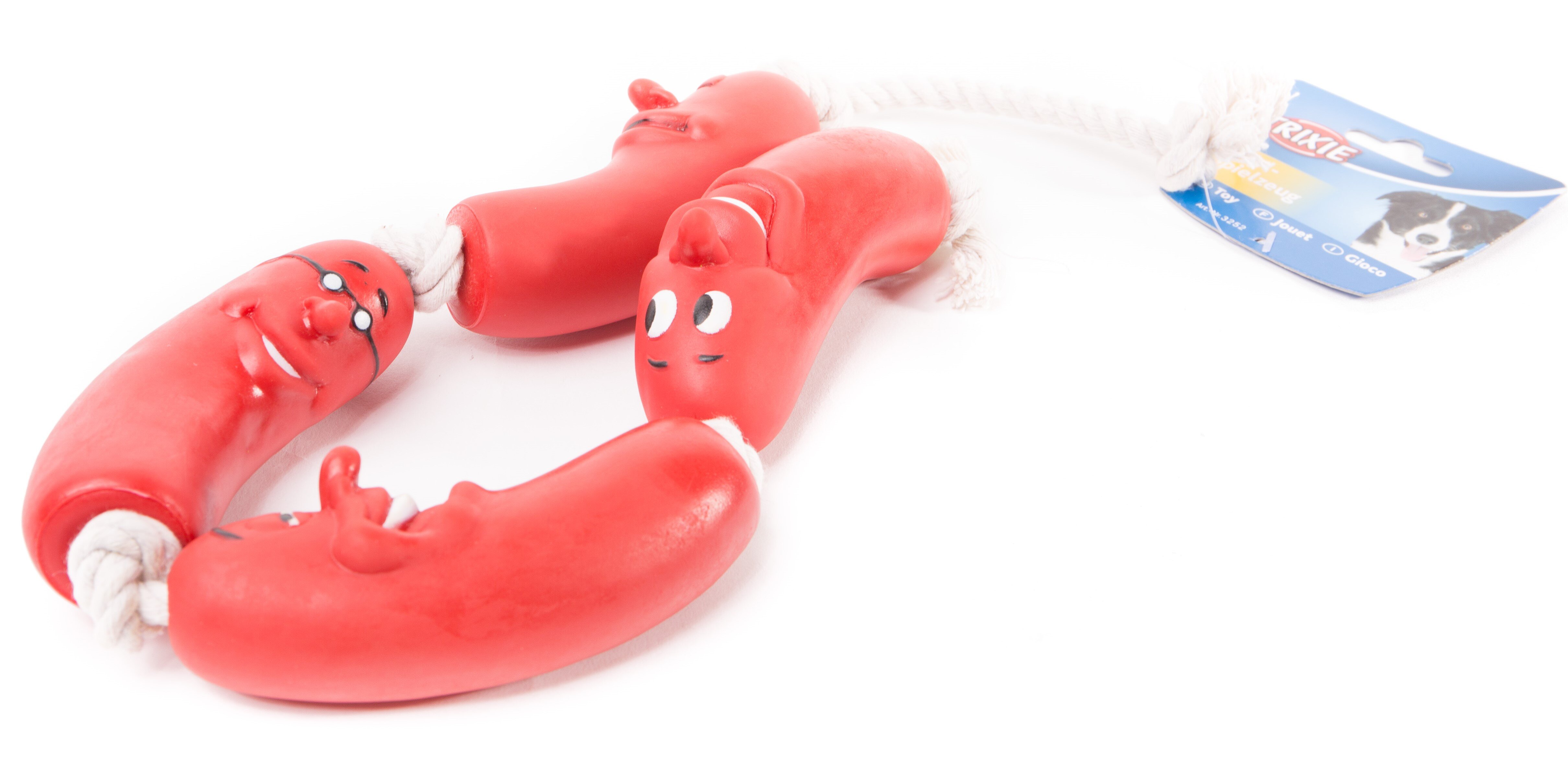 sausages on a rope dog toy