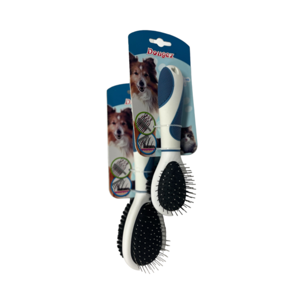 Double Sided Brush with Rubber Grip Handle