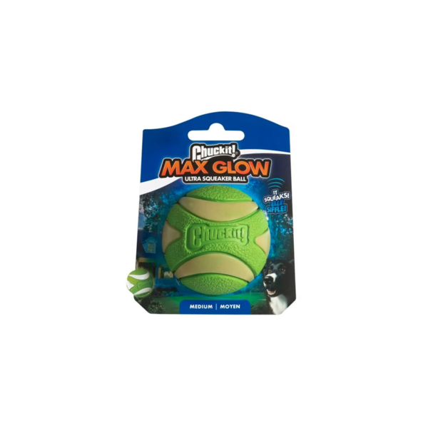 Max Glow Ultra Squeaker Ball Medium 1pk