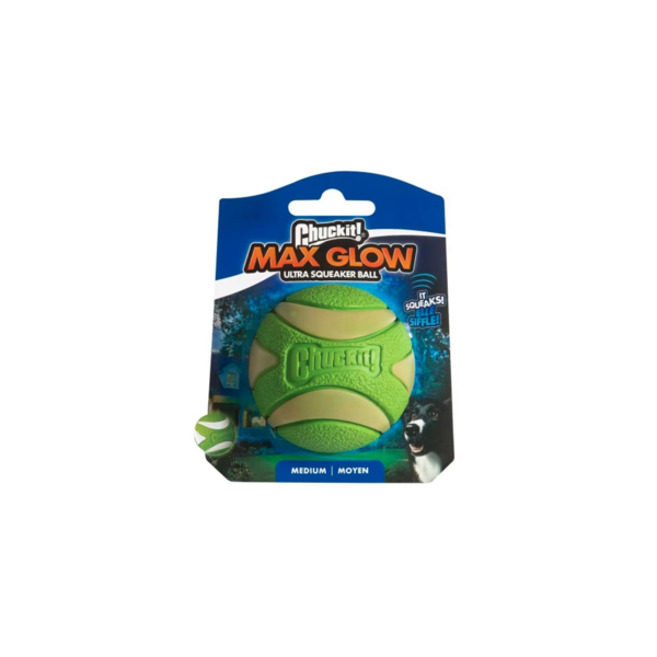 Max Glow Ultra Squeaker Ball Medium 1pk