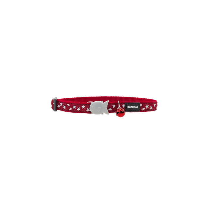 Red Dingo Cat Collar Stars White on Red