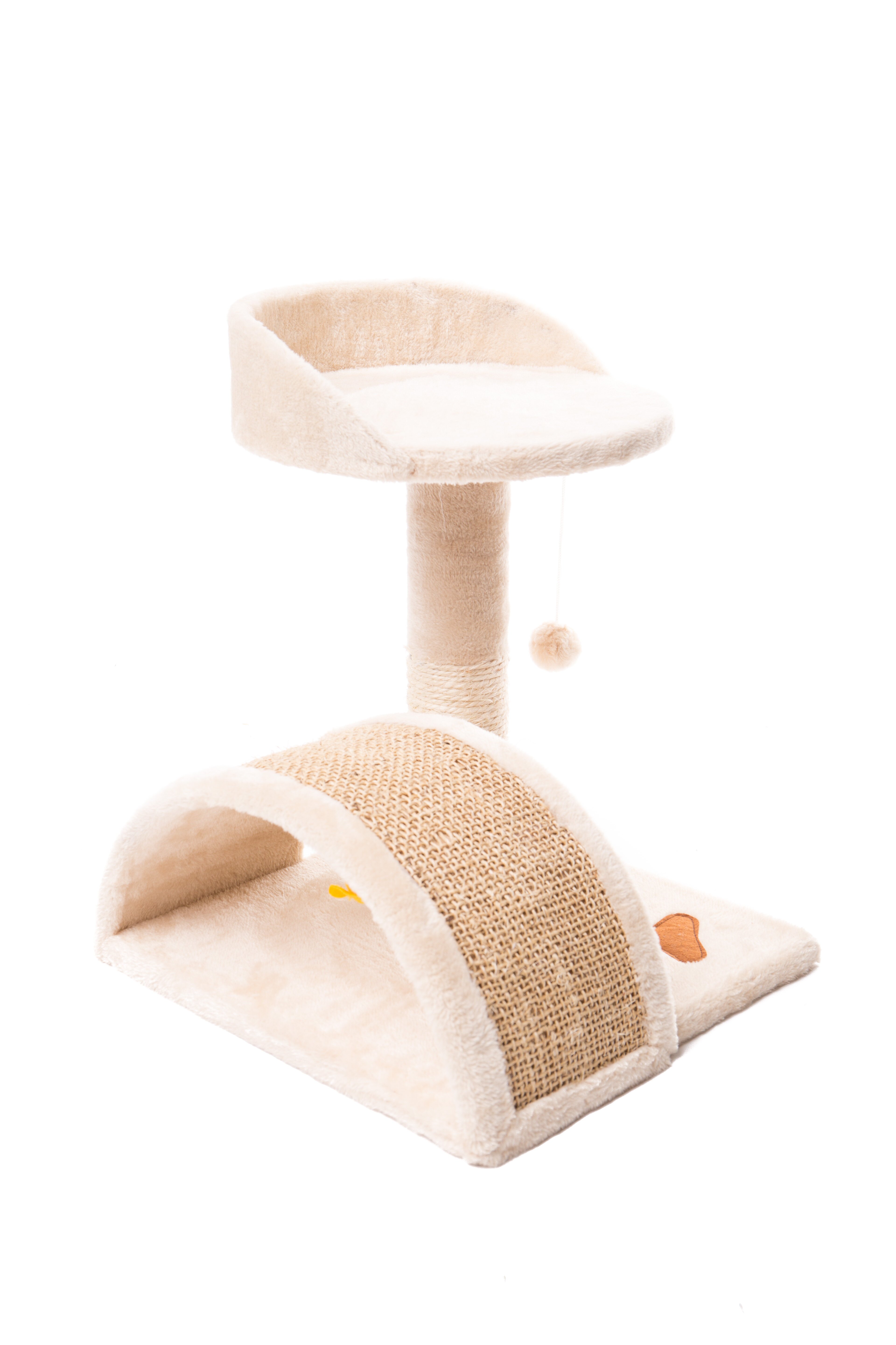 Beige Curved Sisal Cat Scratcher Cat Scratching Post NZ Pet.kiwi