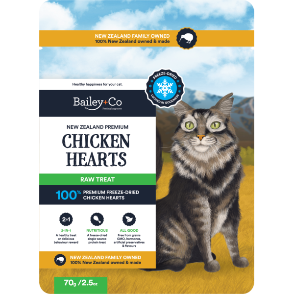  Freeze Dried NZ Premium Chicken Heart Raw Cat Treat 70g