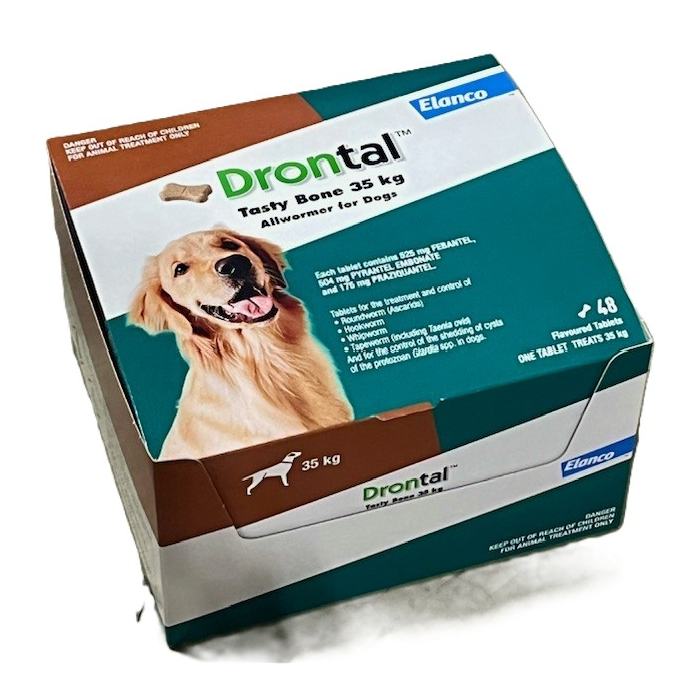 Drontal Tasty Bone All Wormer for Dogs 35kg - Single Tablet 
