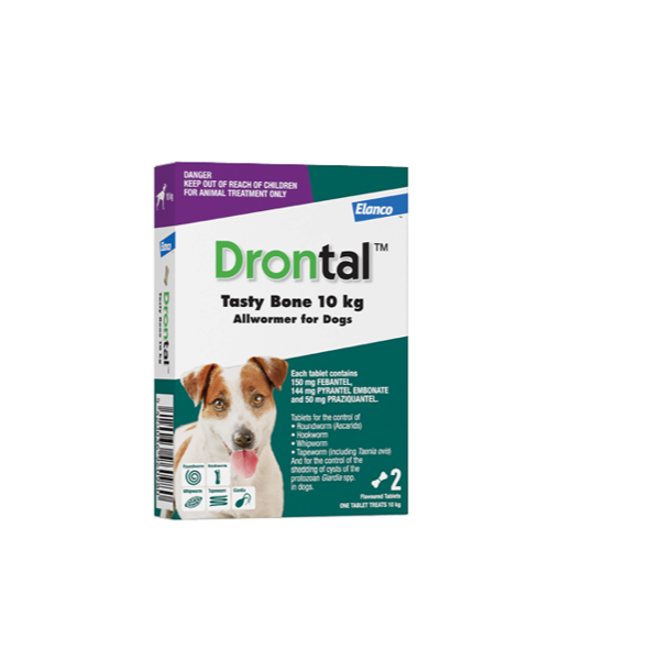 Drontal Tasty Bone All Wormer for Dogs up to 10kg - 2 Pack