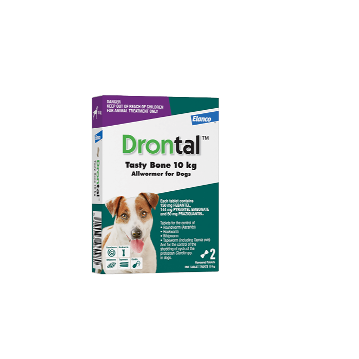 Drontal Tasty Bone All Wormer for Dogs up to 10kg - 2 Pack