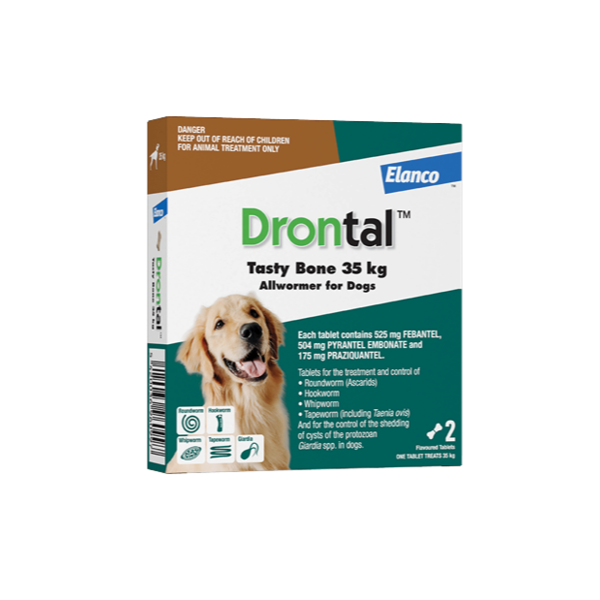 Drontal Tasty All Wormer for Dogs 35kg - 2 Pack