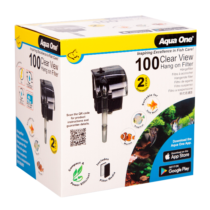 Aqua One H100 ClearView Hang On Filter - 180l/hr