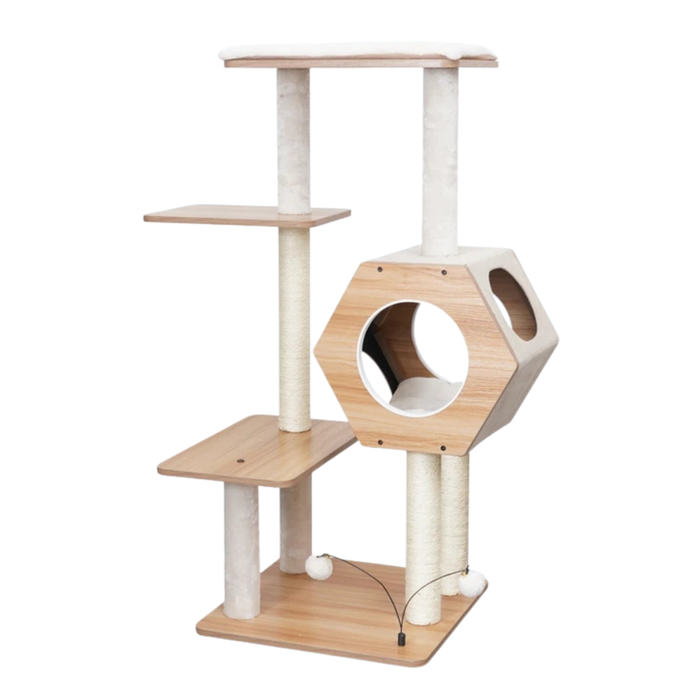 Minimalistic Cat Tree with Wagon Wheel