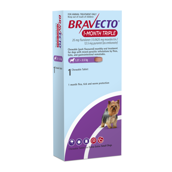 Bravecto 1 Month Triple - XXS Dog 