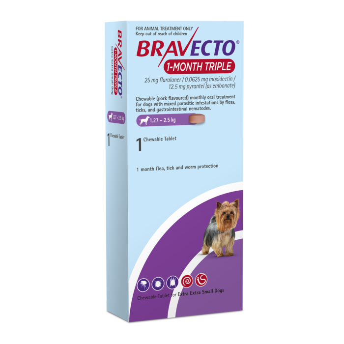 Bravecto 1 Month Triple - XXS Dog 