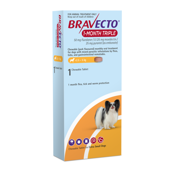 Bravecto 1 Month Triple - XS Dog 