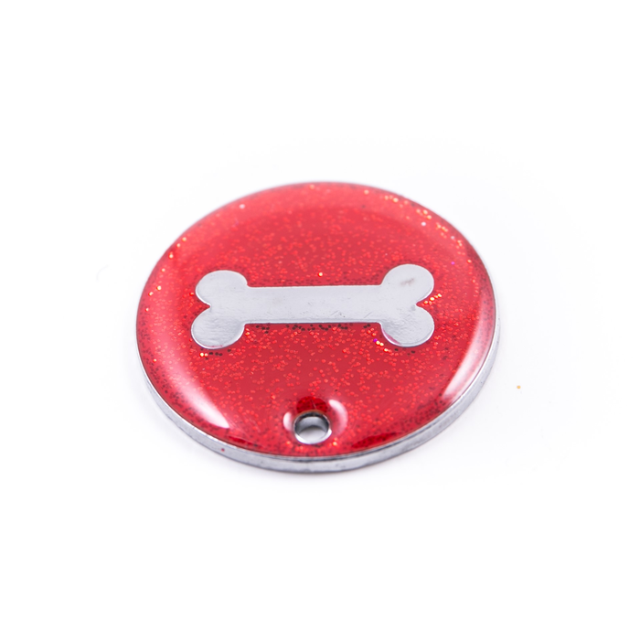 Pet.kiwi ID Tag - Red Glitter Bone