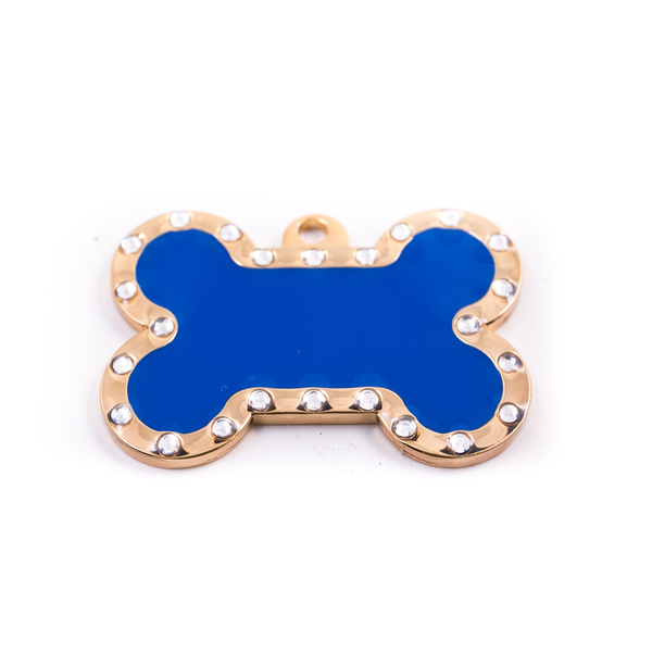 Pet.kiwi ID Tag - Blue Bone with Diamantes