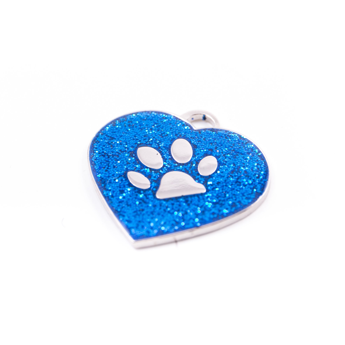 Pet.kiwi ID Tag - Blue Glitter Heart