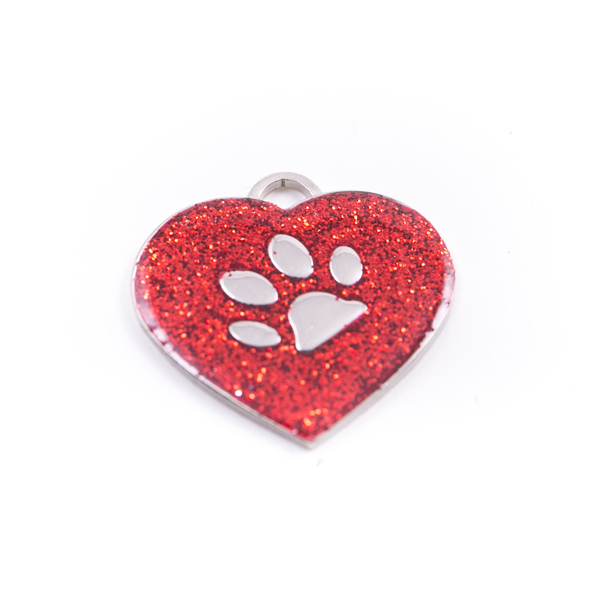 Pet.kiwi ID tag - Red Glitter Heart