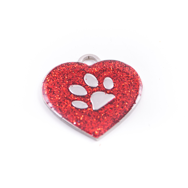 Pet.kiwi ID tag - Red Glitter Heart