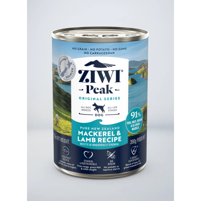 ZIWI Peak Canned Mackerel & Lamb Dog Food 390g