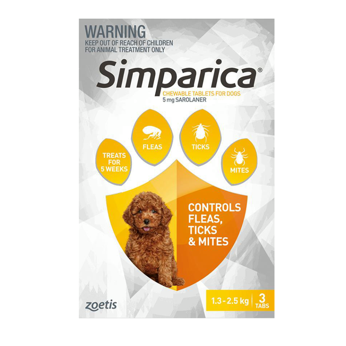 Simparica Chewable Tab for Dogs 1.3-2.5kg 3 pack