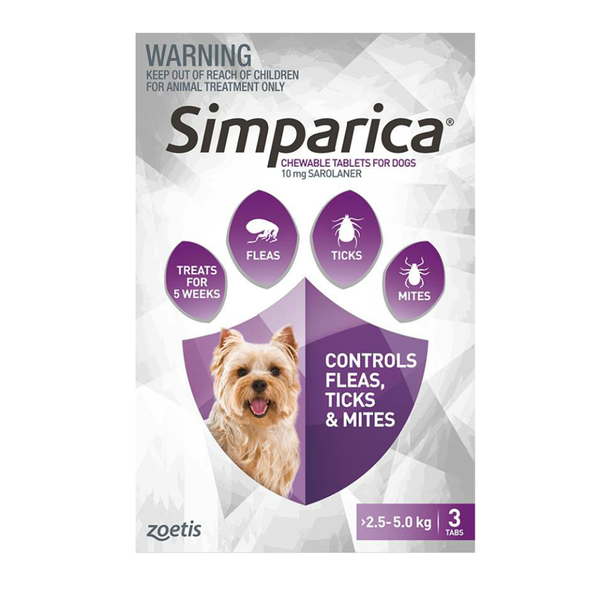 Simparica Chewable Tab for Dogs 2.5-5kg 3 pack