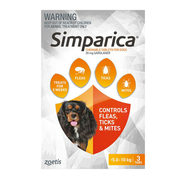 Simparica Chewable Tab for Dogs 5-10kg 3 pack
