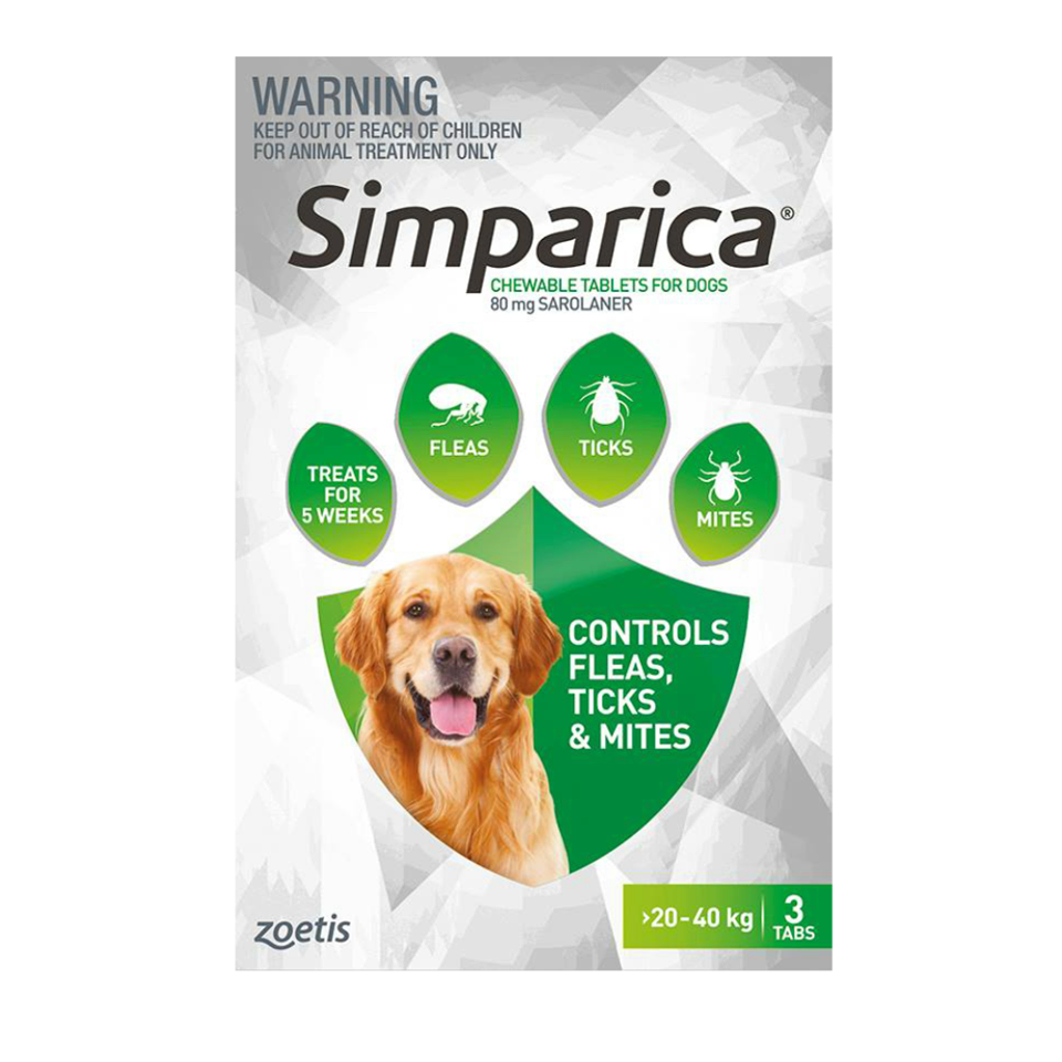 Chewable Flea, Tick and Mite Control for Dogs 2040kg 3 pack DogFlea