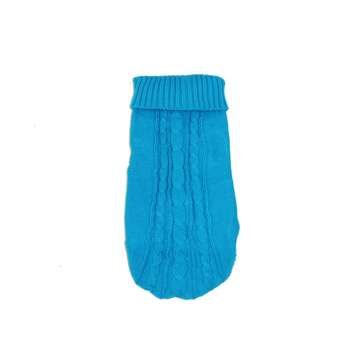 Small Dog Cozy Twist Sweater - Cyan