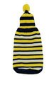 Small Dog Pom Pom Striped Hoodie - Yellow