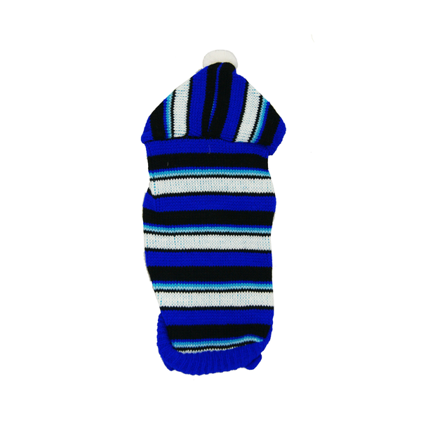 Small Dog Knitted Hoodie - Blue Stripes 